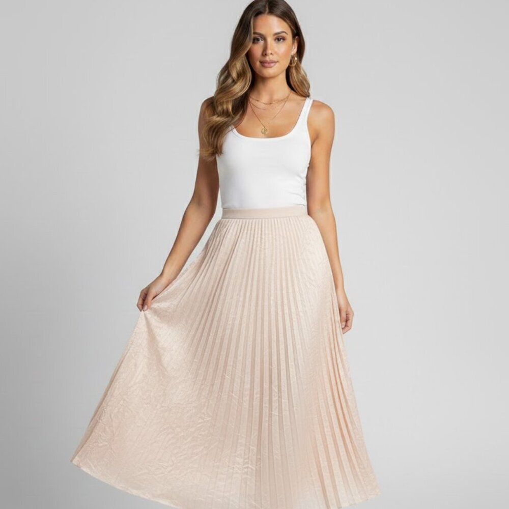 Philosophy Pleated Maxi Skirt in Blush